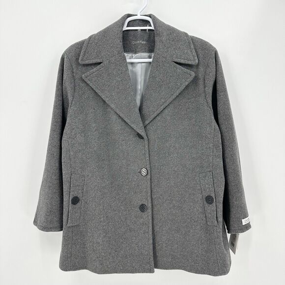 Calvin Klein Jackets & Blazers - Calvin Klein Womens Coat 3X Gray Wool‎ Cashmere Blend Tailored Button Front $340